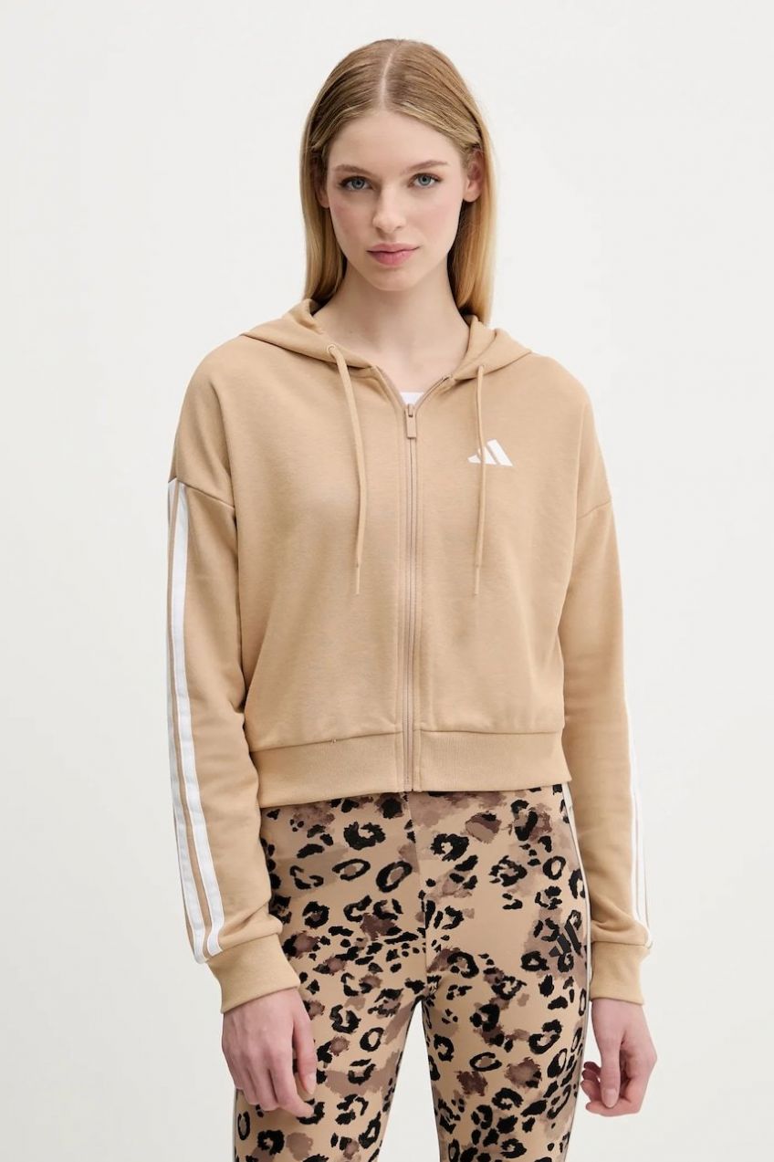 Mikina adidas 3-Stripes zelená farba, s kapucňou, s nášivkou, JY3133