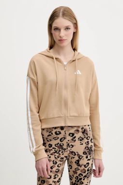 Mikina adidas 3-Stripes zelená farba, s kapucňou, s nášivkou, JY3133