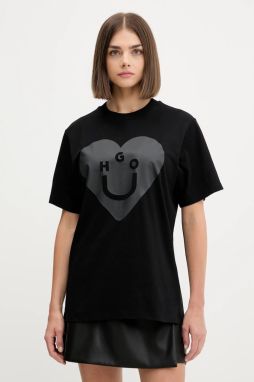 Bavlnené tričko Hugo Blue Vintage Tee_B_5 dámske, čierna farba, 50545053