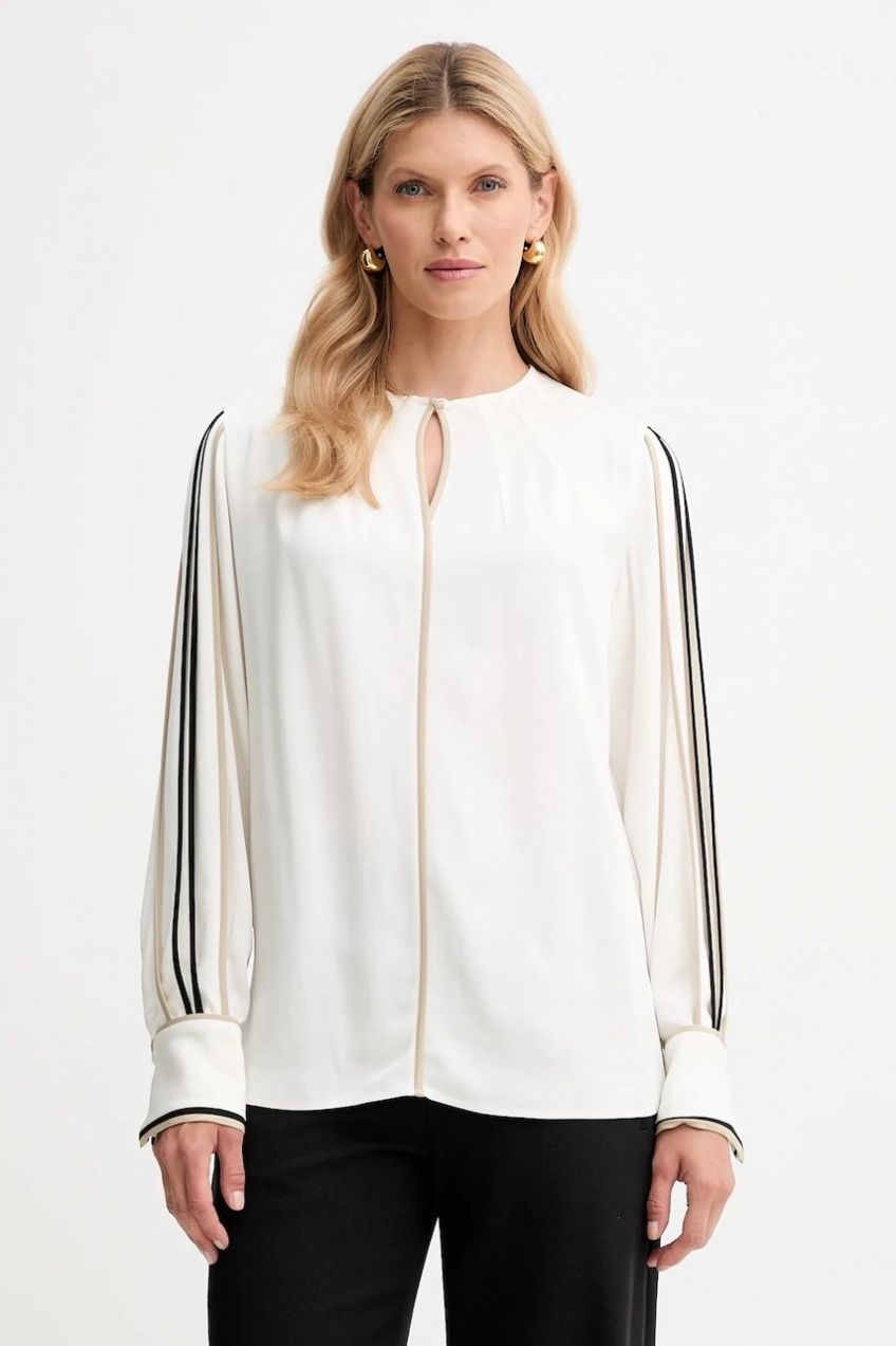 Blúzka BOSS Banariah béžová farba, s nášivkou, 50546147