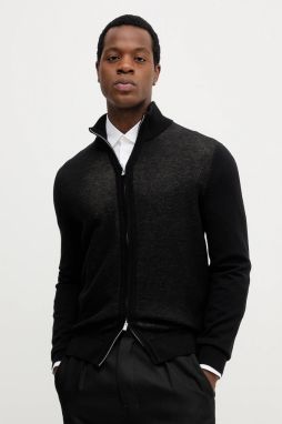 Vlnený kardigán BOSS H-Illarione čierna farba, 50543153