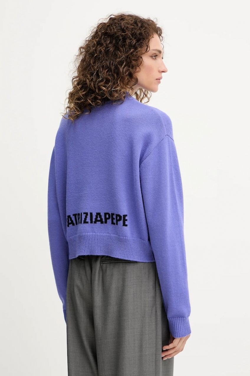 Vlnený sveter Patrizia Pepe fialová farba, s polorolákom, 8K0336 K282