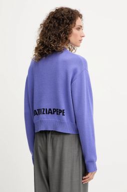 Vlnený sveter Patrizia Pepe fialová farba, s polorolákom, 8K0336 K282