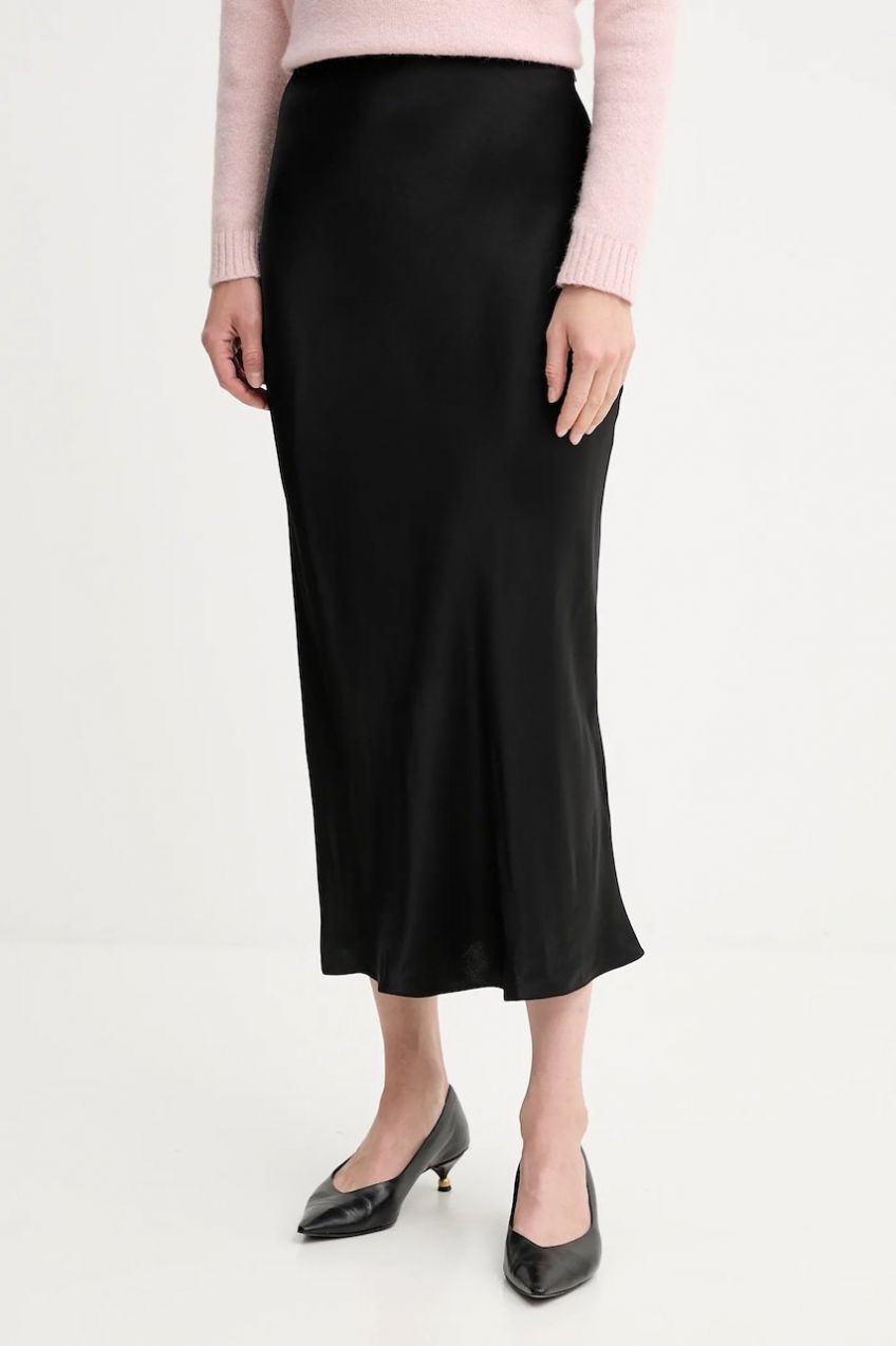Sukňa BOSS Vesatie3 čierna farba, maxi, rovný strih, 50541819