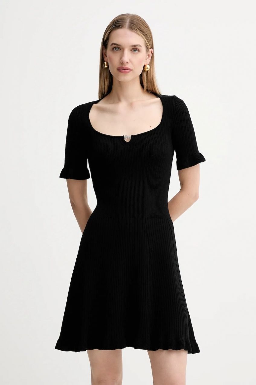 Šaty BOSS Orange C_Faud čierna farba, mini, áčkový strih, 50543978