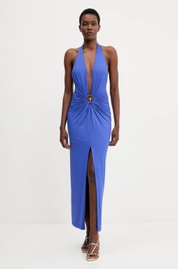 Šaty Bardot fialová farba, maxi, priliehavé, 59914DB