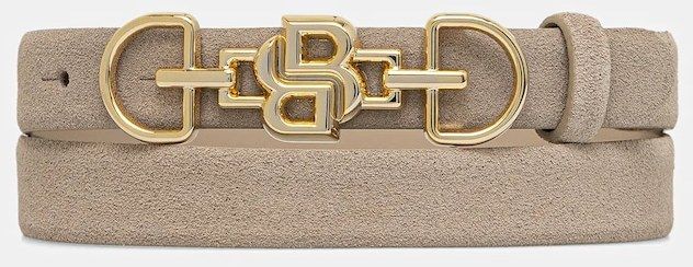 Semišový opasok BOSS B_Icon_Ch-G-Sd_Sz20 béžová farba, 50548615