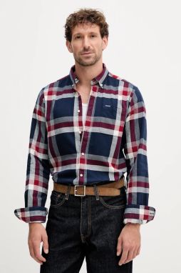 Bavlnená košeľa Barbour FOLLEY tmavomodrá farba, regular, s golierom button-down, MSH5364