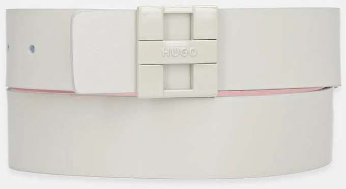 Obojstranný kožený opasok HUGO Zita-tonal_Sr35 béžová farba, 50548472