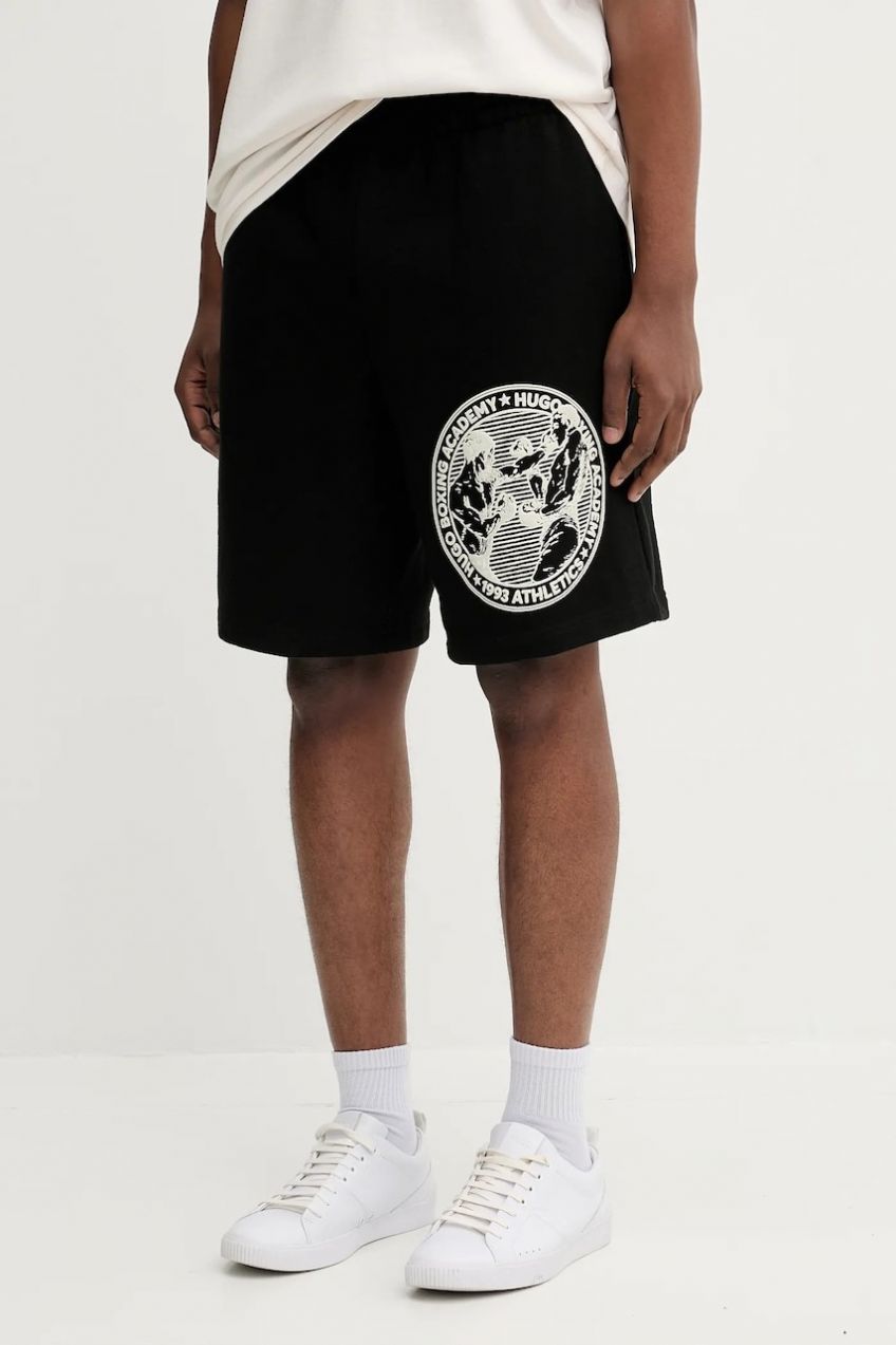 Bavlnené šortky HUGO Dubox čierna farba, 50542413