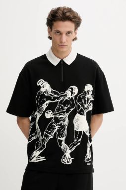 Bavlnené polo tričko HUGO Duboxie čierna farba, vzorované, 50542432