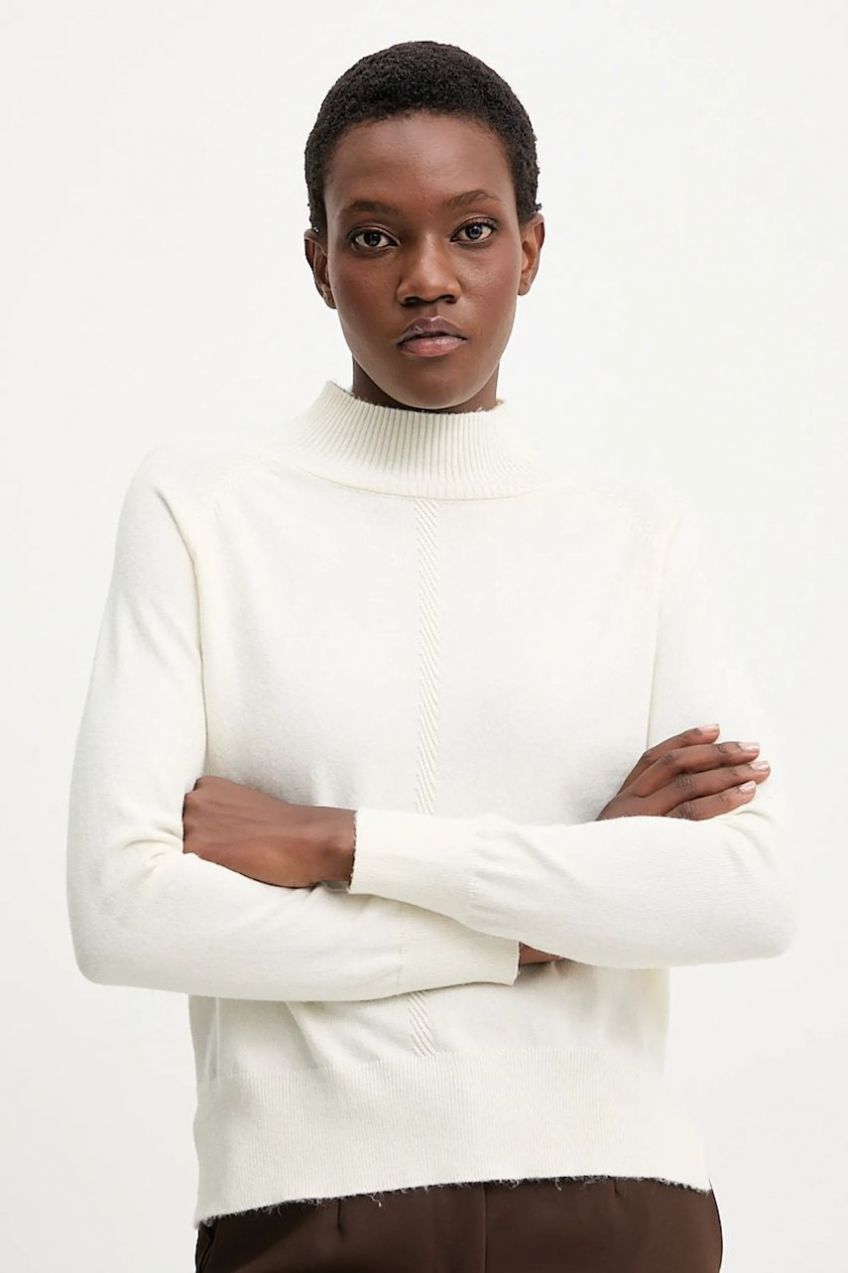 Kašmírový sveter Answear.LAB béžová farba, ľahké, s rolákom