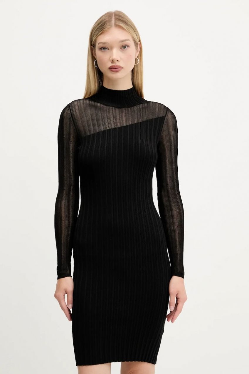 Šaty HUGO Siclaminy čierna farba, 50542664