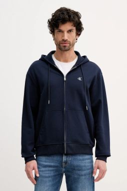 Bavlnená mikina Calvin Klein Jeans čierna farba, s kapucňou, jednofarebná, LV04RD240G