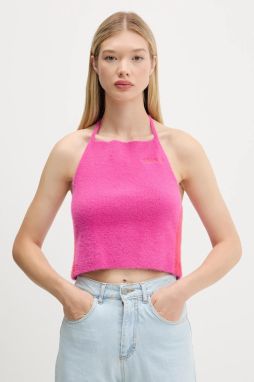 Top adidas Originals Fluffy Halter fialová farba, holý chrbát, JW6002
