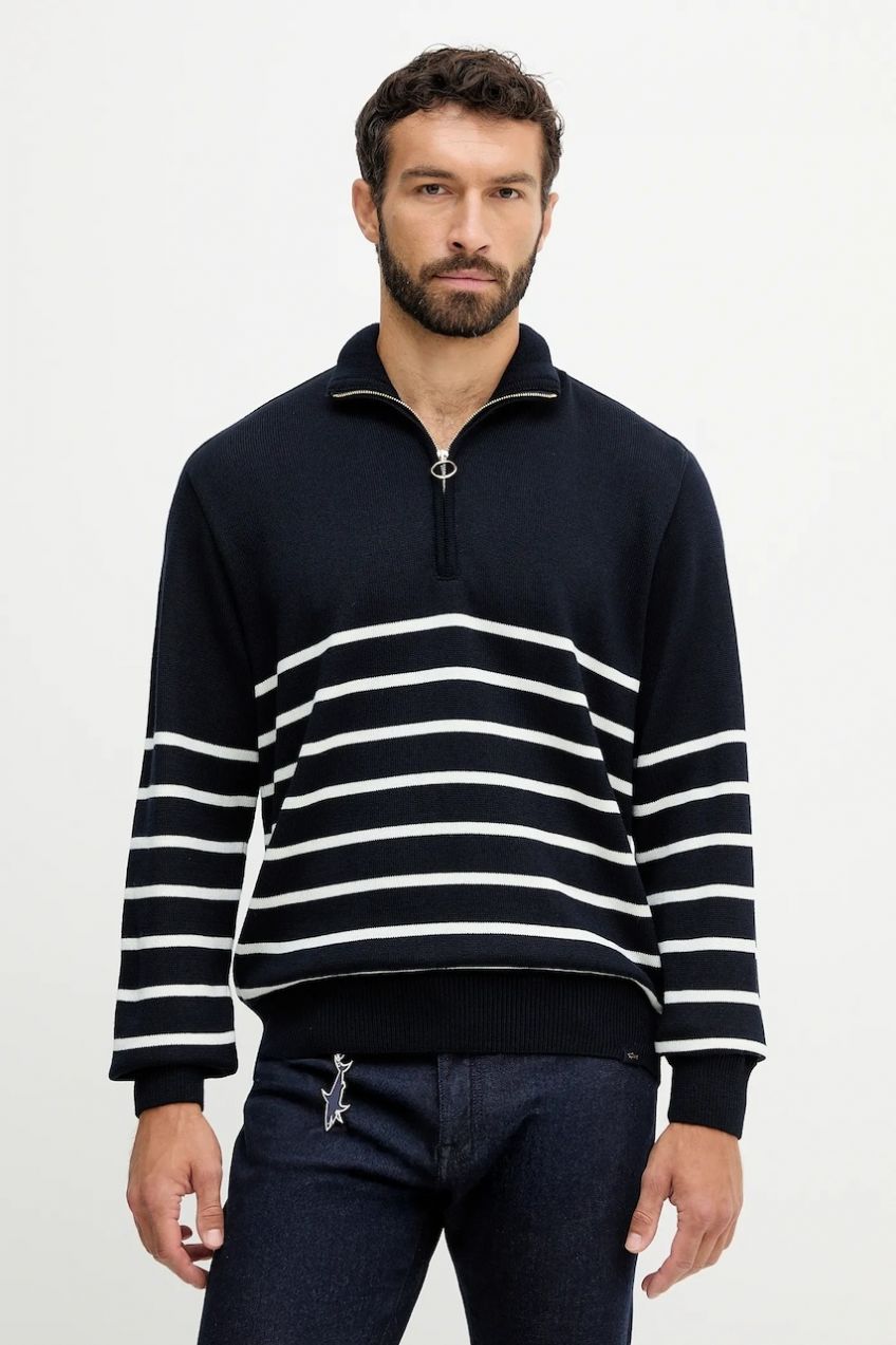 Vlnený sveter Paul&Shark modrá farba, ľahký, s rolákom, 15311142