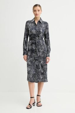 Šaty Calvin Klein tmavomodrá farba, midi, áčkový strih, LV044C060G