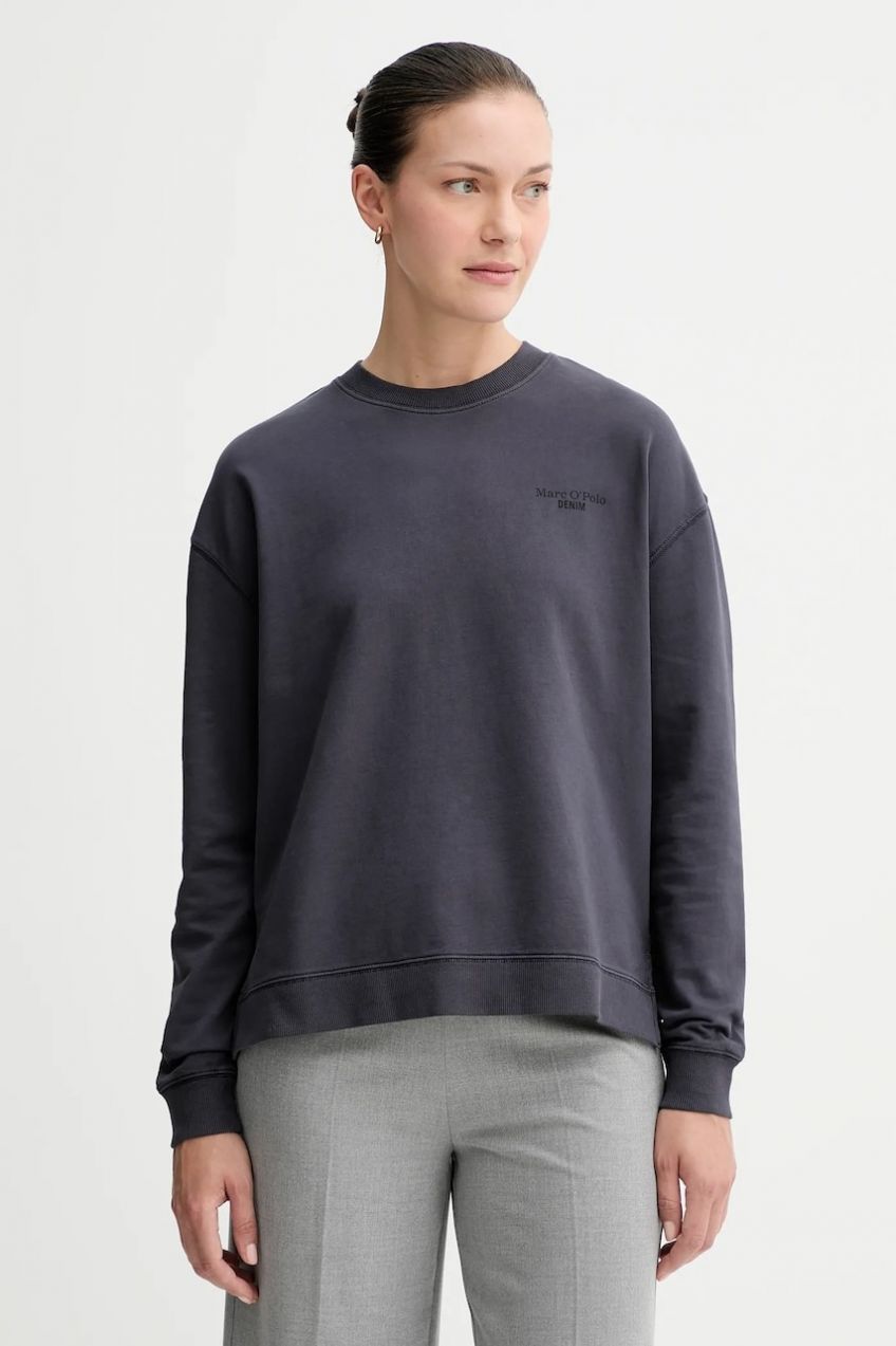 Bavlnená mikina Marc O'Polo tmavomodrá farba, jednofarebná, 5000007724
