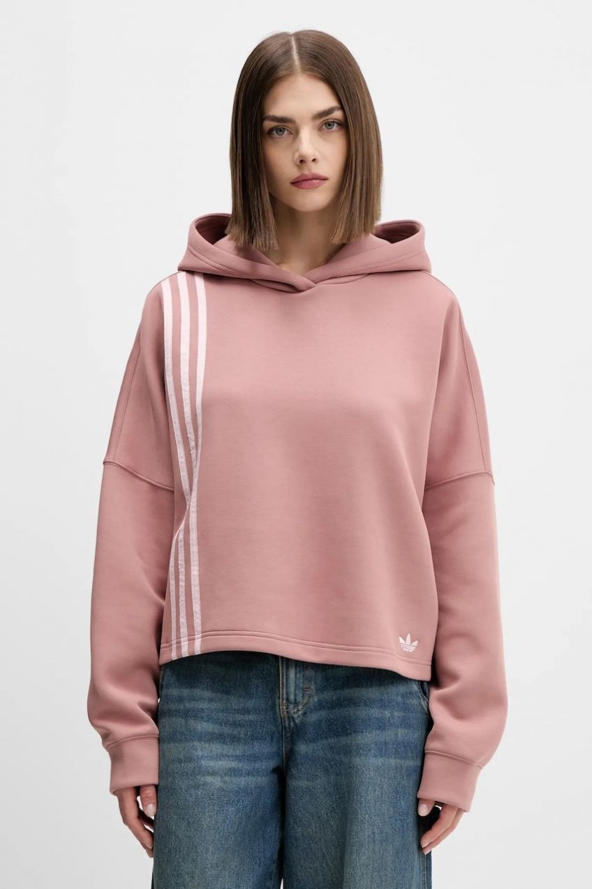 Mikina adidas Originals 3-Stripes oranžová farba, s kapucňou, s nášivkou, JW3601
