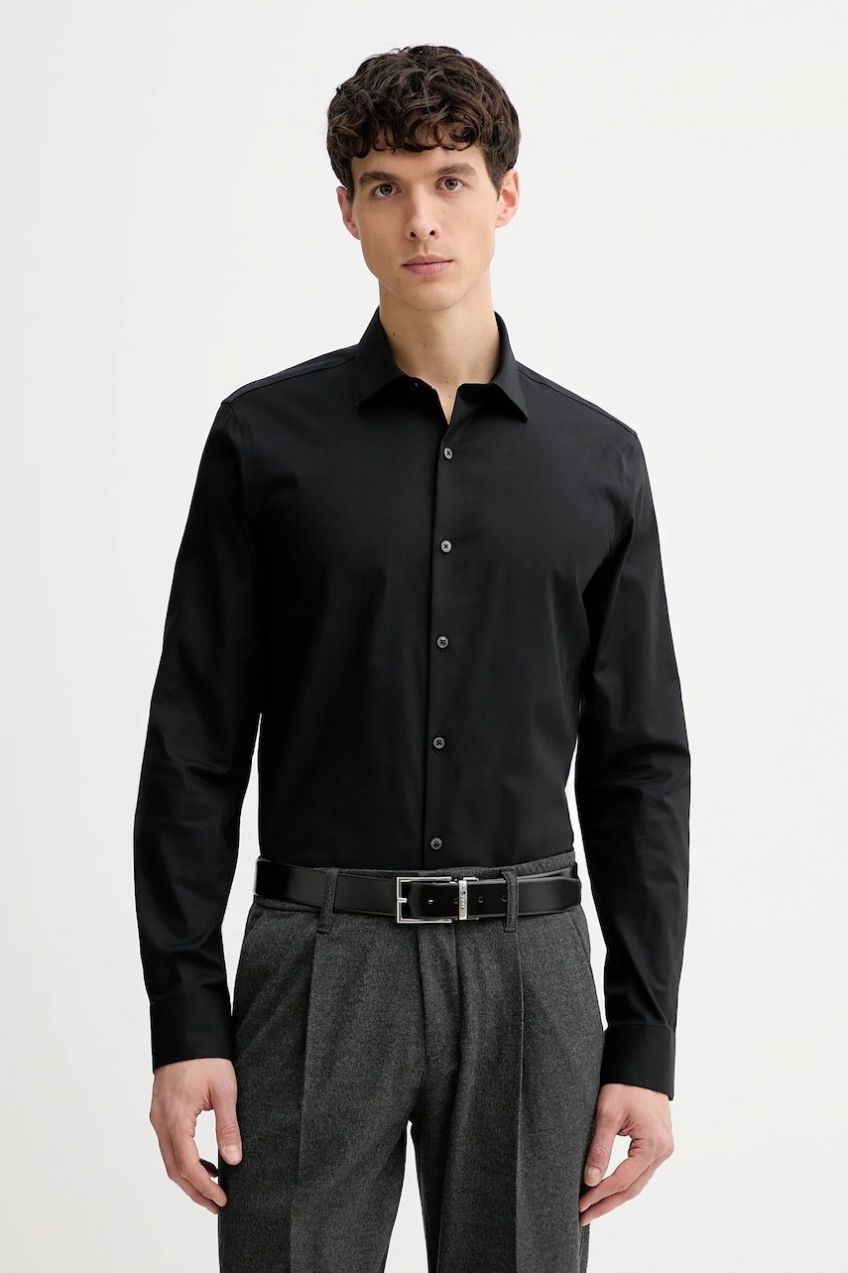 Košeľa Calvin Klein biela farba, slim, s talianskym golierom, LV019EU006