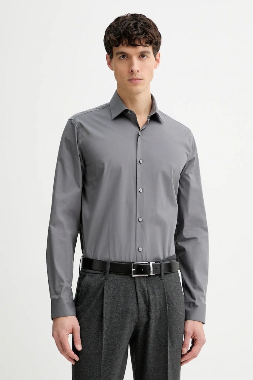 Košeľa Calvin Klein modrá farba, slim, s klasickým golierom, LV019EU037