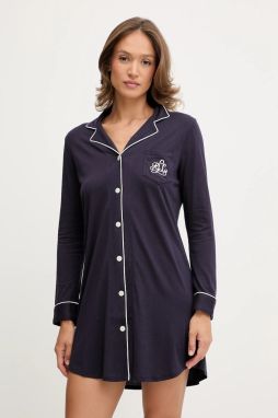 Lauren Ralph Lauren - Nočná košeľa dámska, tmavomodrá farba