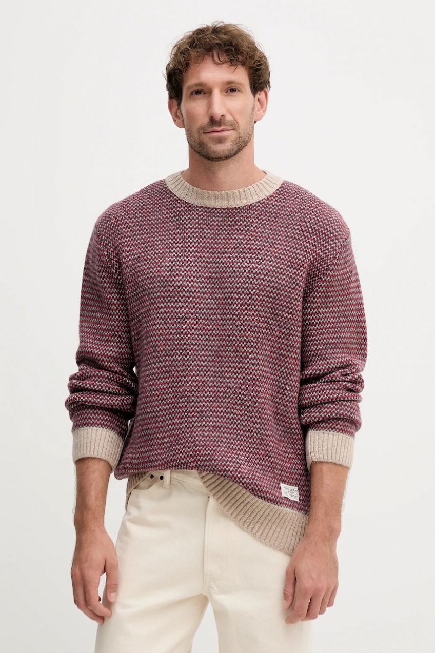 Sveter s prímesou vlny Pepe Jeans červená farba, PM7000017