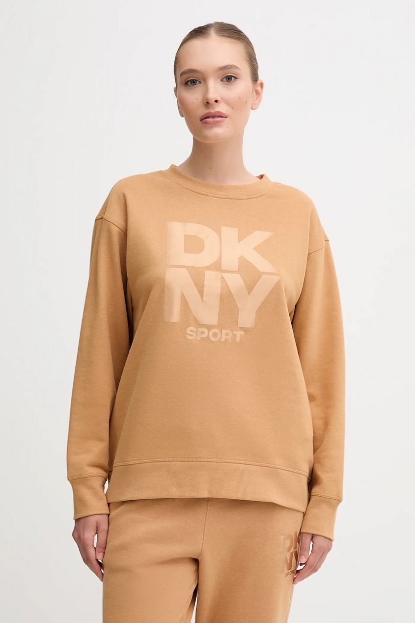 Mikina Dkny hnedá farba, vzorovaná, DP5T1444