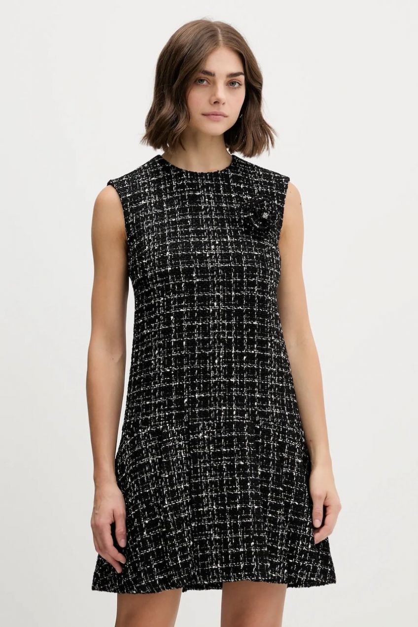 Vlnená sukňa HUGO Kablumi-1 čierna farba, mini, rovný strih, 50547635