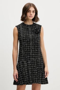 Vlnená sukňa HUGO Kablumi-1 čierna farba, mini, rovný strih, 50547635