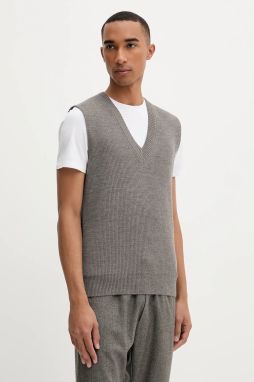 Vlnená vesta BARENA VENEZIA Knitwear Turlon hnedá farba, ľahké, KNU5287.305