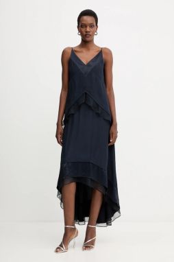 Šaty BOSS Dekalya tmavomodrá farba, maxi, áčkový strih, 50542856