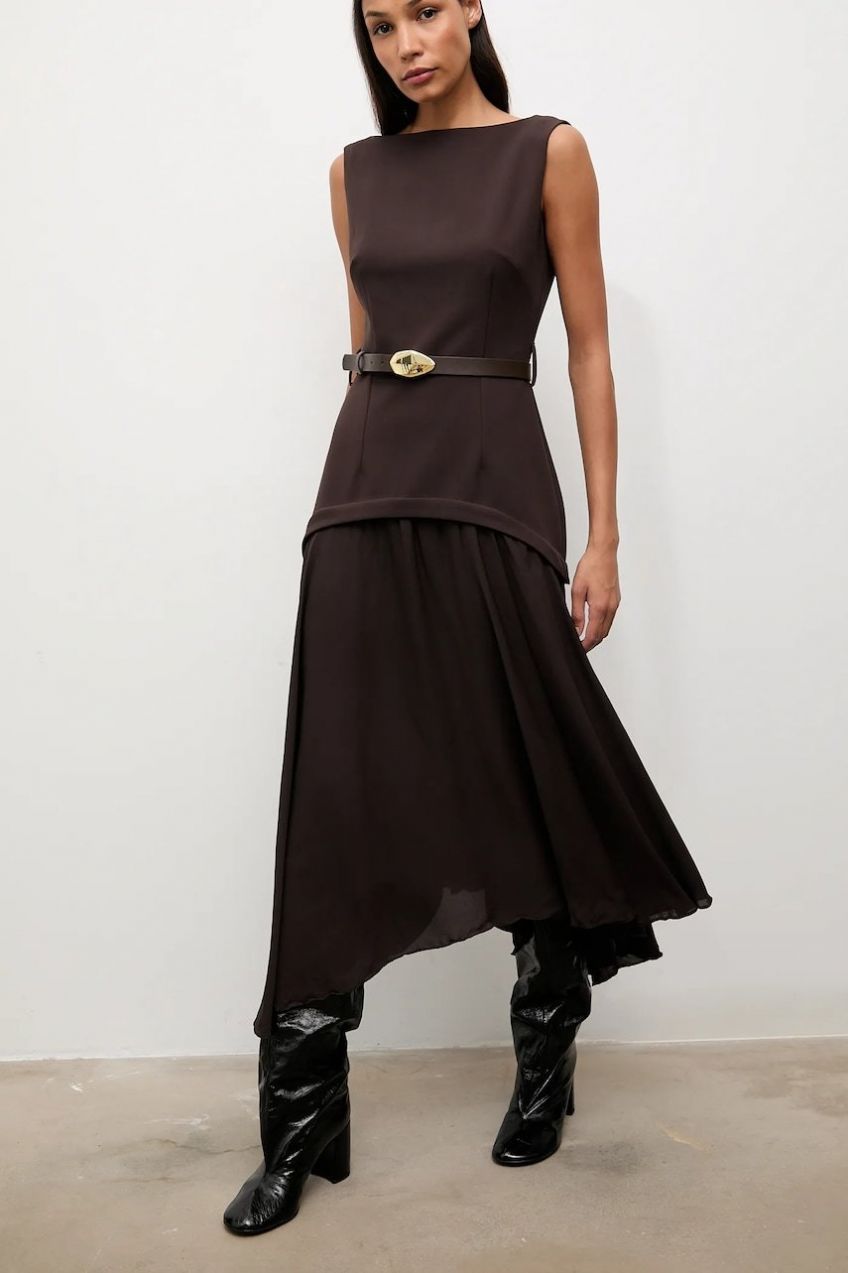 Šaty Answear.LAB hnedá farba, maxi, áčkový strih