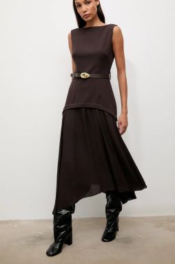 Šaty Answear.LAB hnedá farba, maxi, áčkový strih