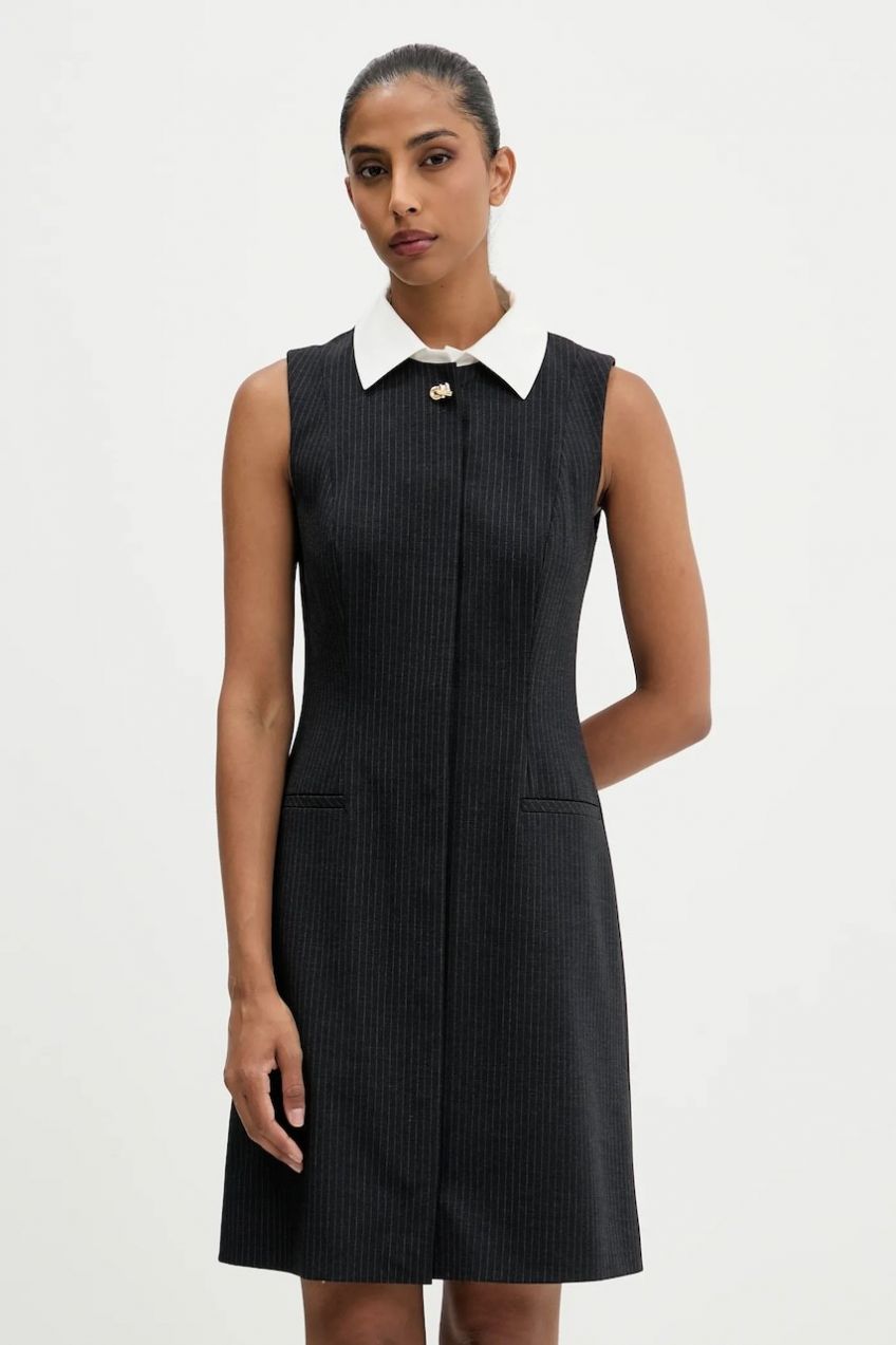 Šaty HUGO Kaledoni čierna farba, mini, áčkový strih, 50547212