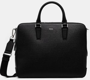 Kožená taška BOSS Luminary_Doc Case čierna farba, 50548265