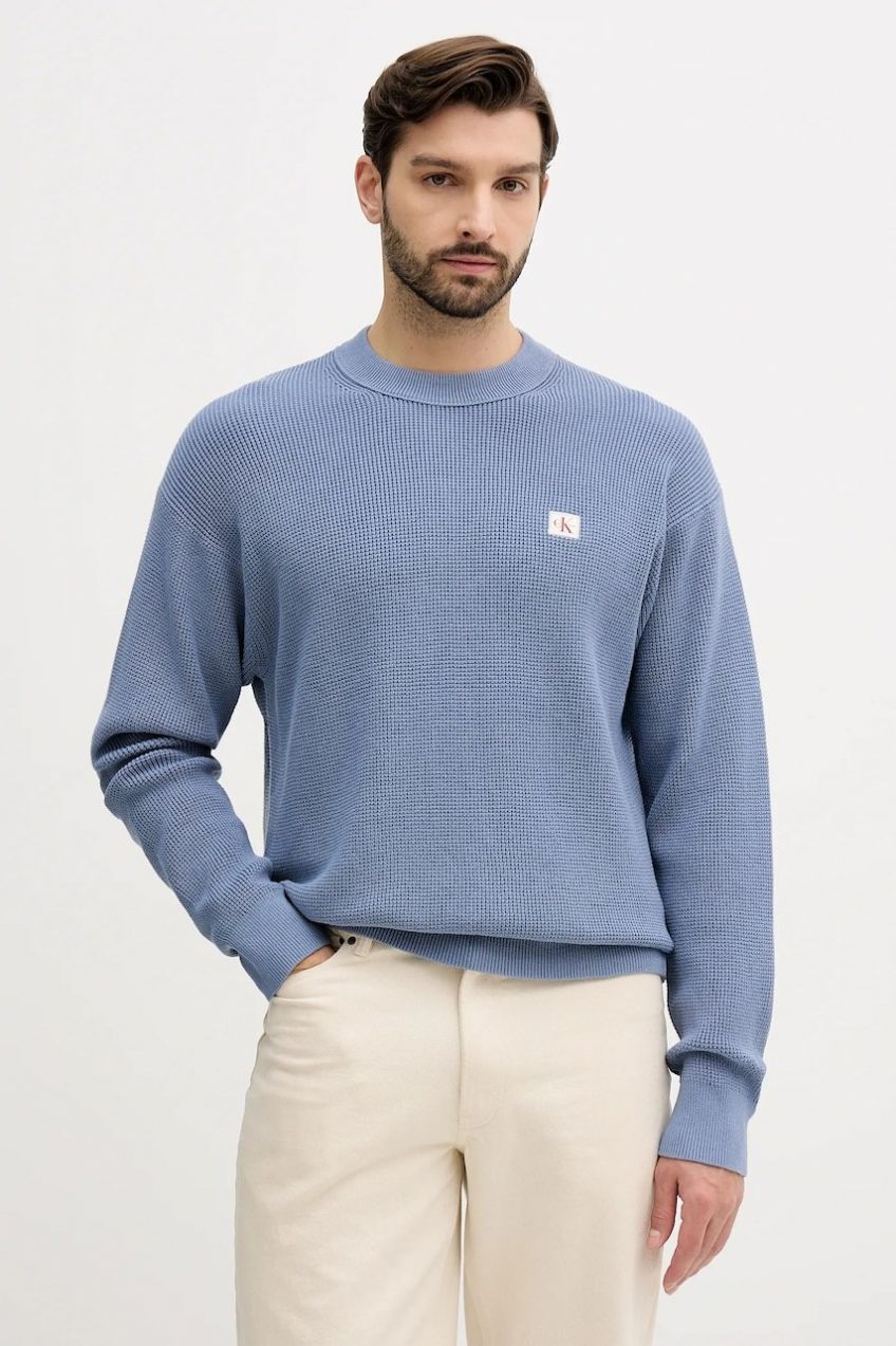 Bavlnený sveter Calvin Klein Jeans šedá farba, LV04RD313G