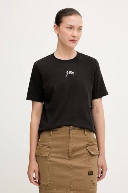 Bavlnené tričko G-Star Script dámske, čierna farba, D26907-D976