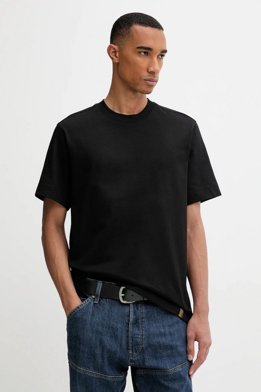 Bavlnené tričko G-Star Essential pánske, čierna farba, jednofarebné, D27769-D709