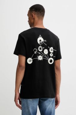 Bavlnené tričko G-Star Trims back pánske, čierna farba, vzorované, D27721-D976