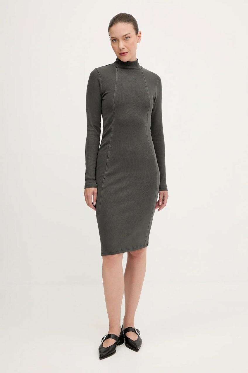 Šaty G-Star Washed slim rib šedá farba, mini, priliehavé, D27164-E127