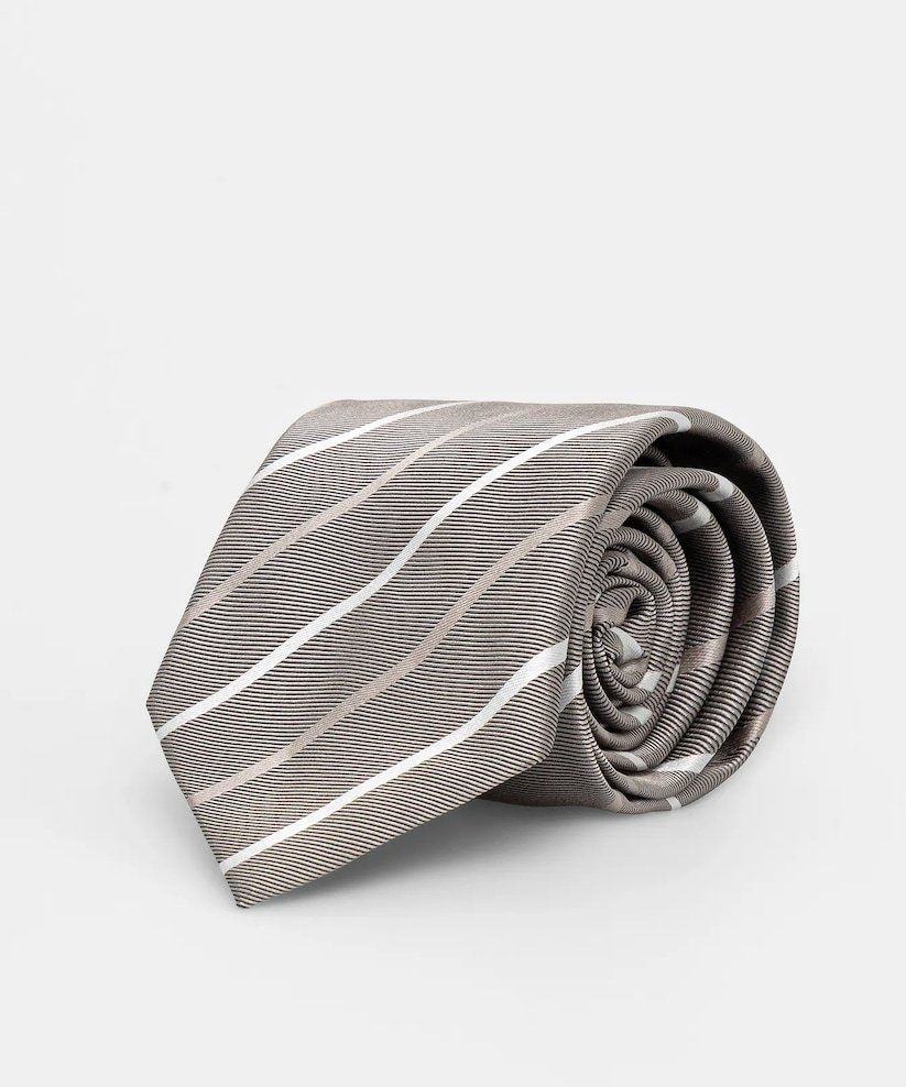 Kravata s prímesou hodvábu BOSS H-TIE CM 7.5 253 šedá farba, 50550914