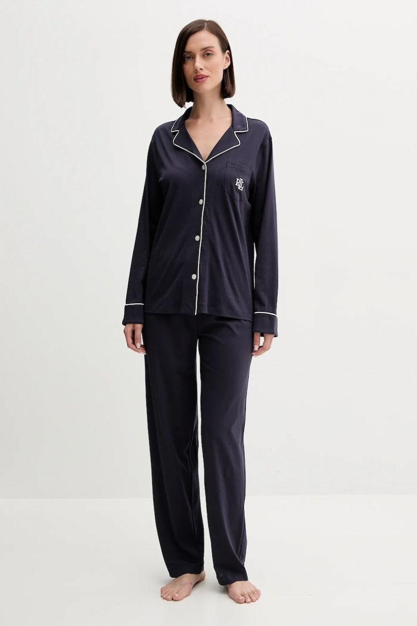 Pyžamo Lauren Ralph Lauren dámske, tmavomodrá farba