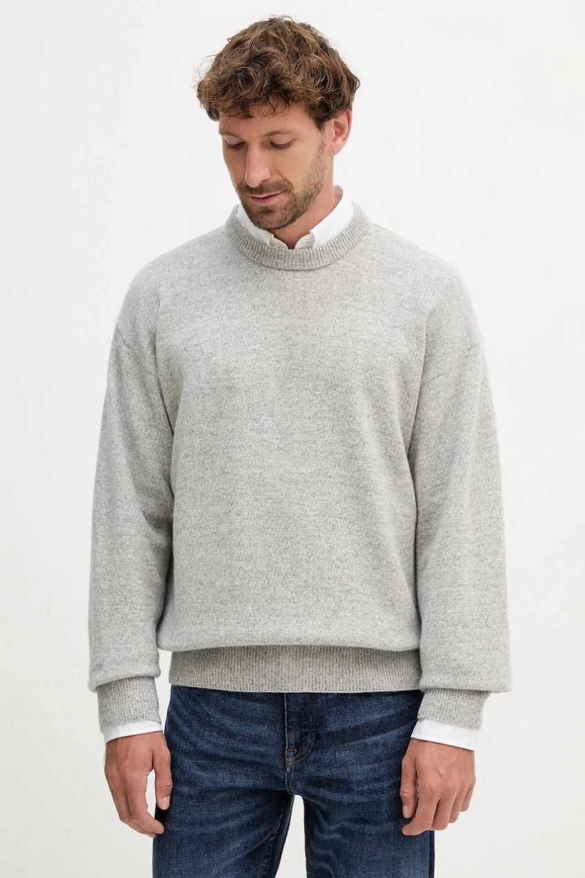 Vlnený sveter BOSS C-Hercole šedá farba, 50550001