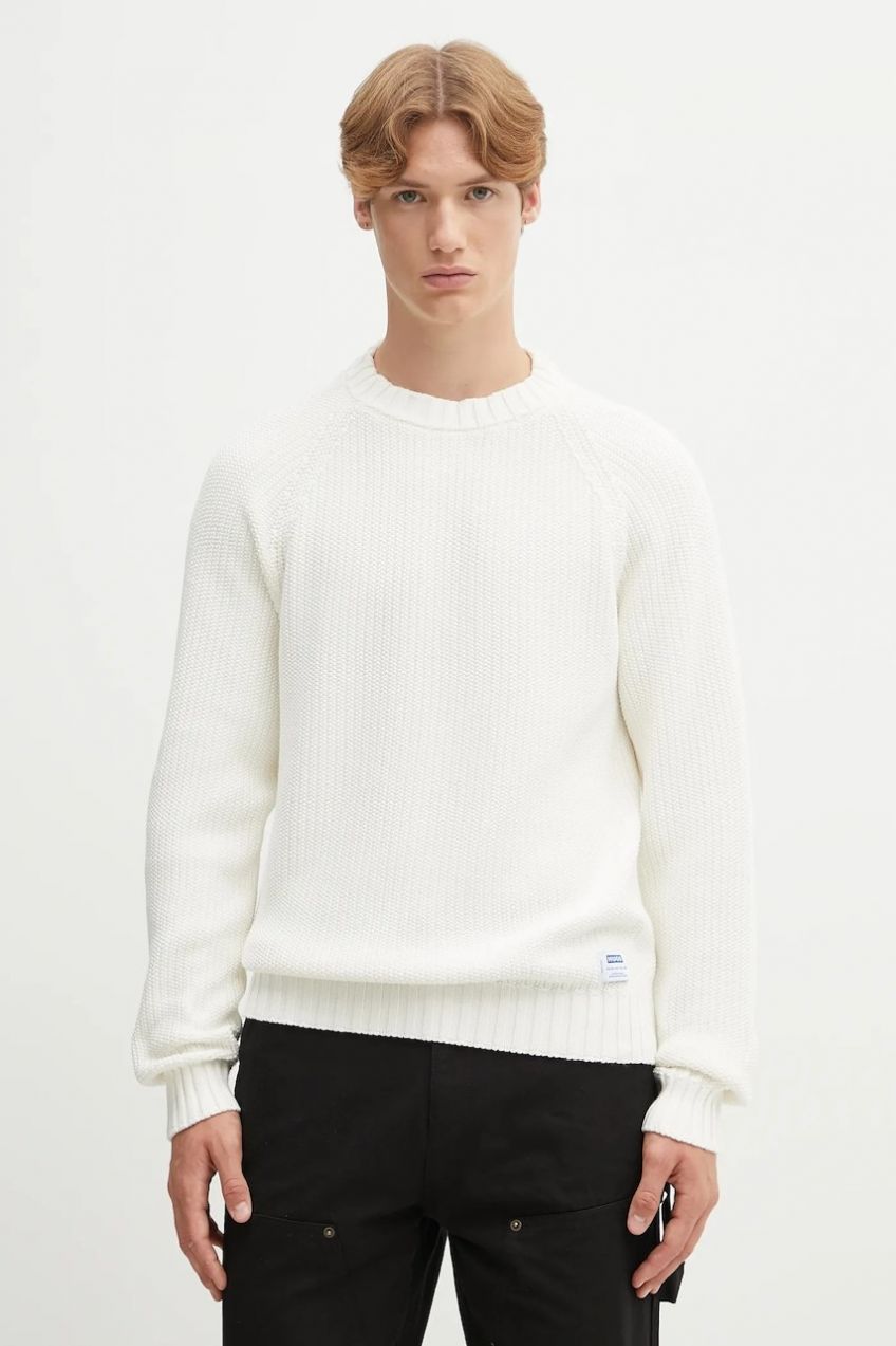 Bavlnený sveter Hugo Blue Sonnee béžová farba, ľahký, 50551398