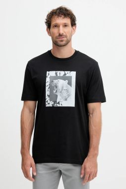 Bavlnené tričko BOSS Orange Te_lupo pánske, čierna farba, s potlačou, 50554615