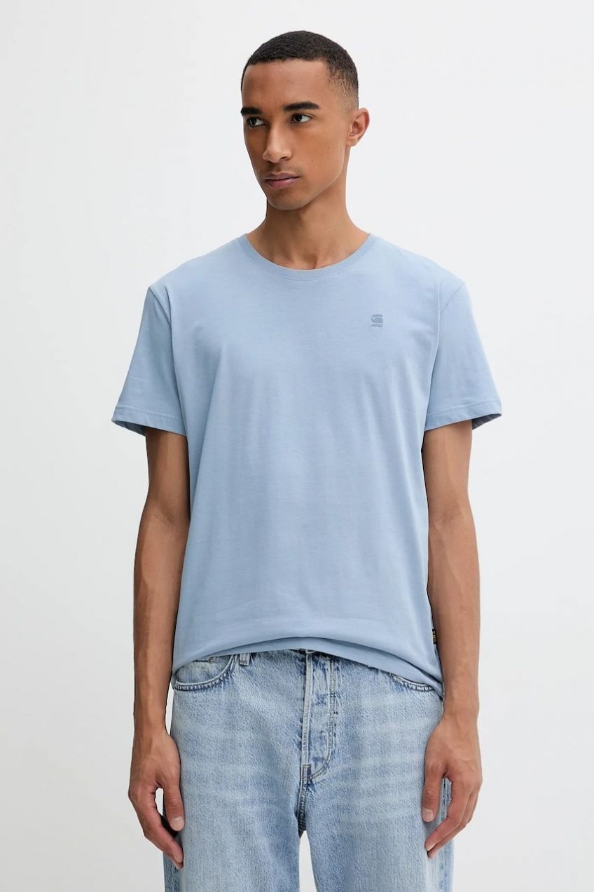Bavlnené tričko G-Star Base-s pánske, modrá farba, s nášivkou, D16411-336-5304