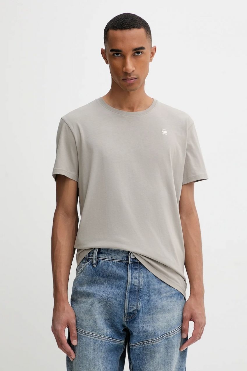 Bavlnené tričko G-Star Base-s pánske, šedá farba, s nášivkou, D16411-336-G106