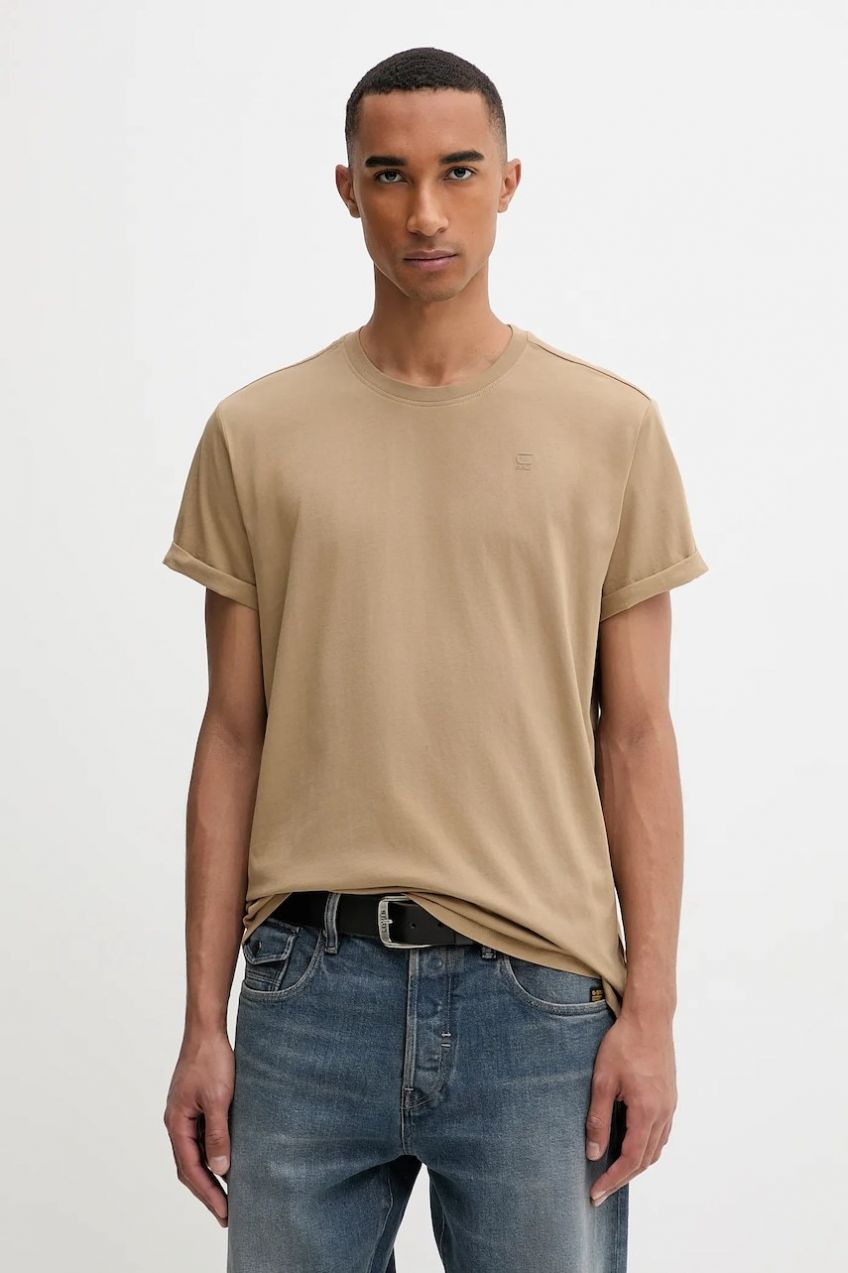 Bavlnené tričko G-Star Lash pánske, zelená farba, jednofarebné, D16396-B353-B444