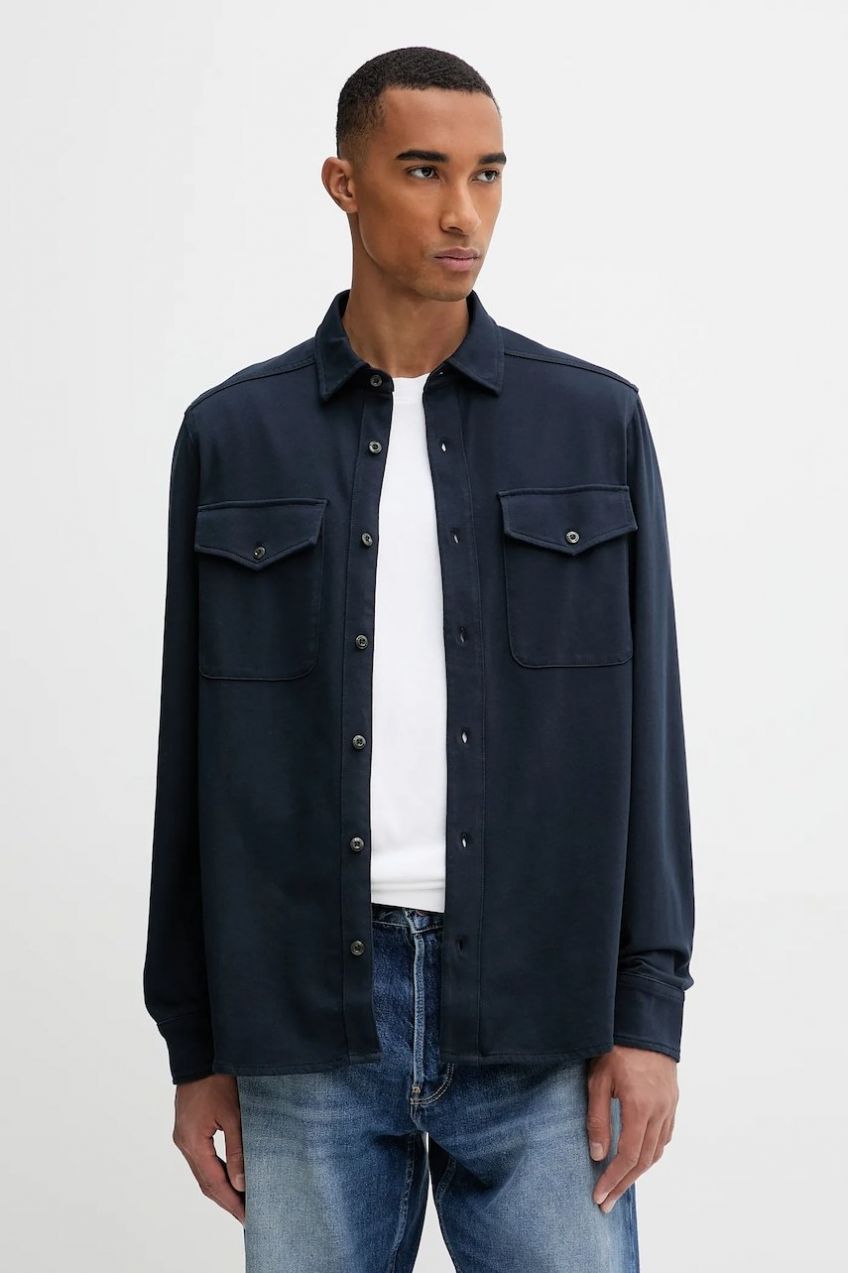 Bavlnená košeľa G-Star Jersey tmavomodrá farba, regular, s klasickým golierom, D26765-C784